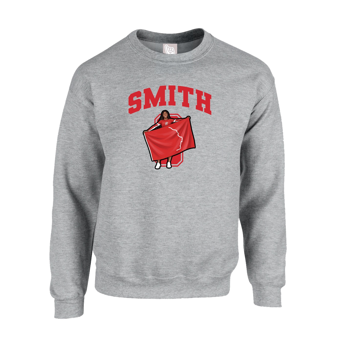 Fleece Crew — Number in Grey