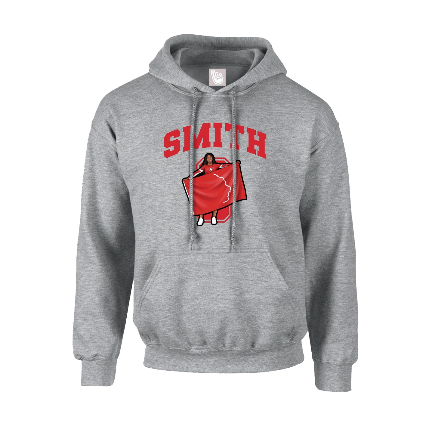 Youth Hoodie — Number in Grey