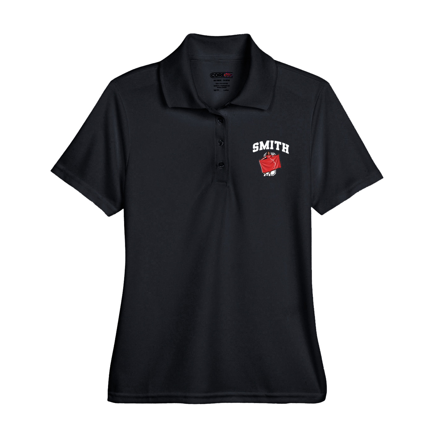 Womens Performance Polo — Number in Black