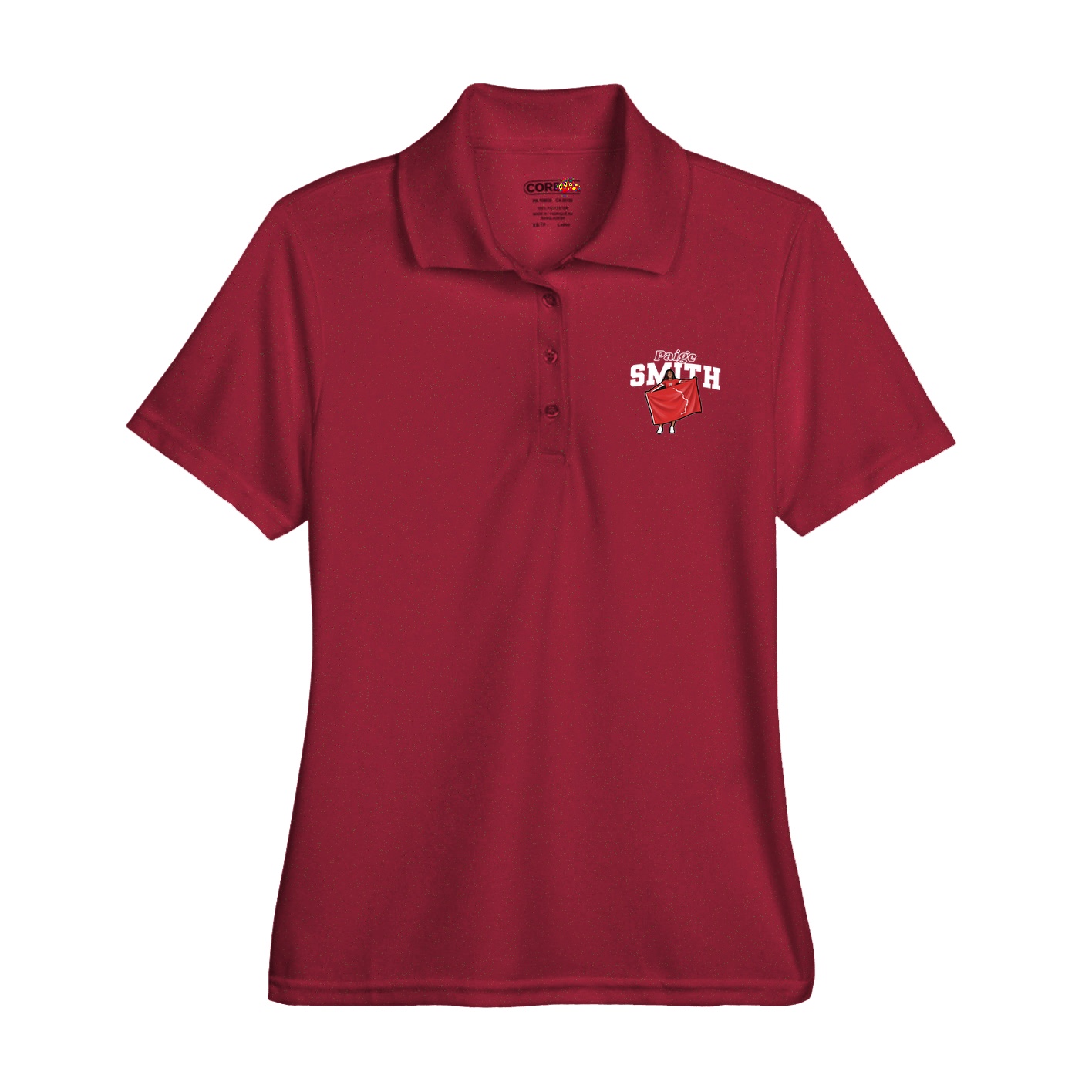 Womens Performance Polo — Name Arch in Red