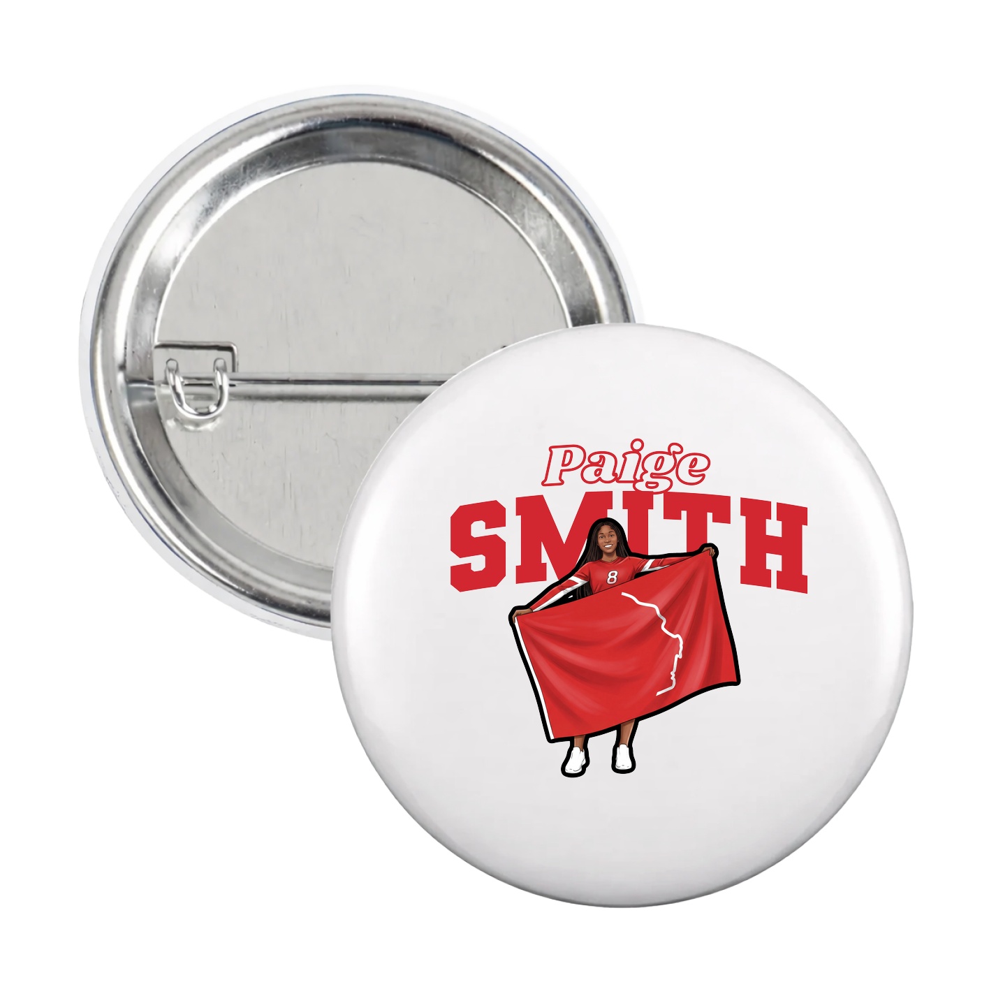 Game Day Button — Name Arch in White