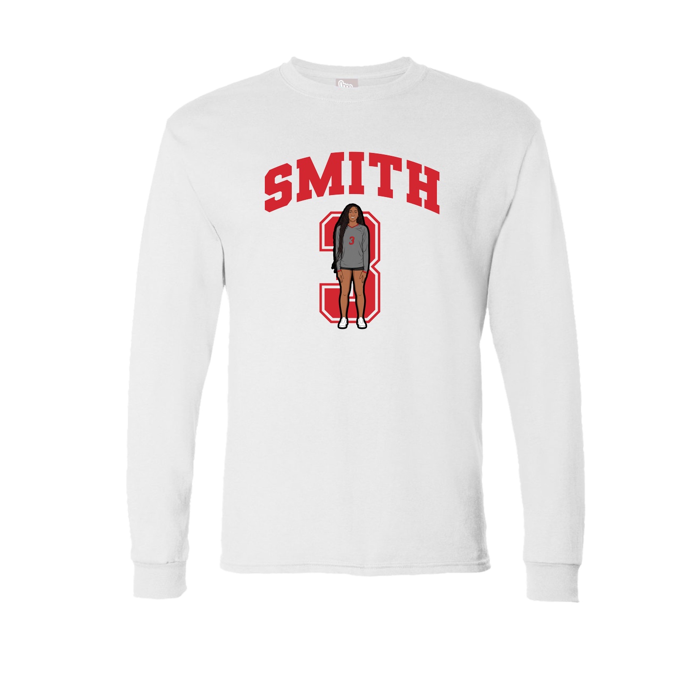 Long Sleeve Tee — Number in White