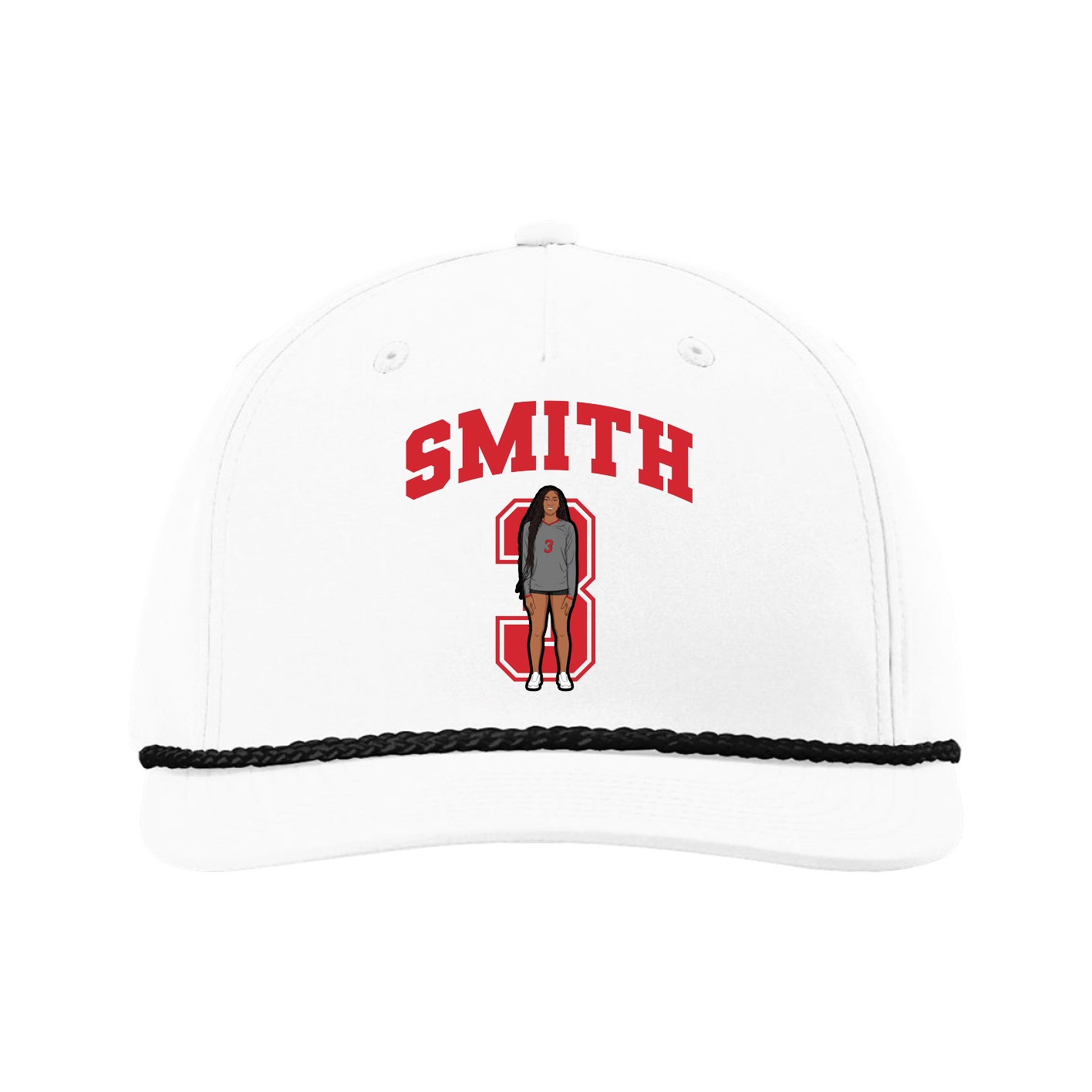 Five-Panel Classic Rope Cap — Number in White