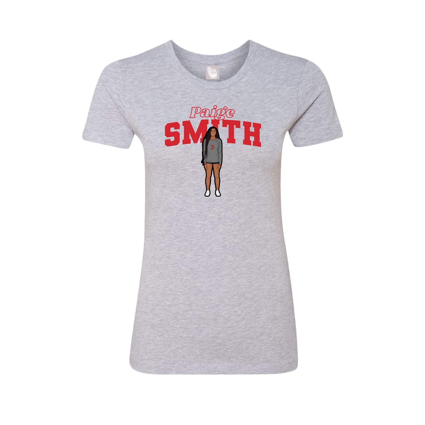 Fitted Women's Tee — Name Arch in Grey