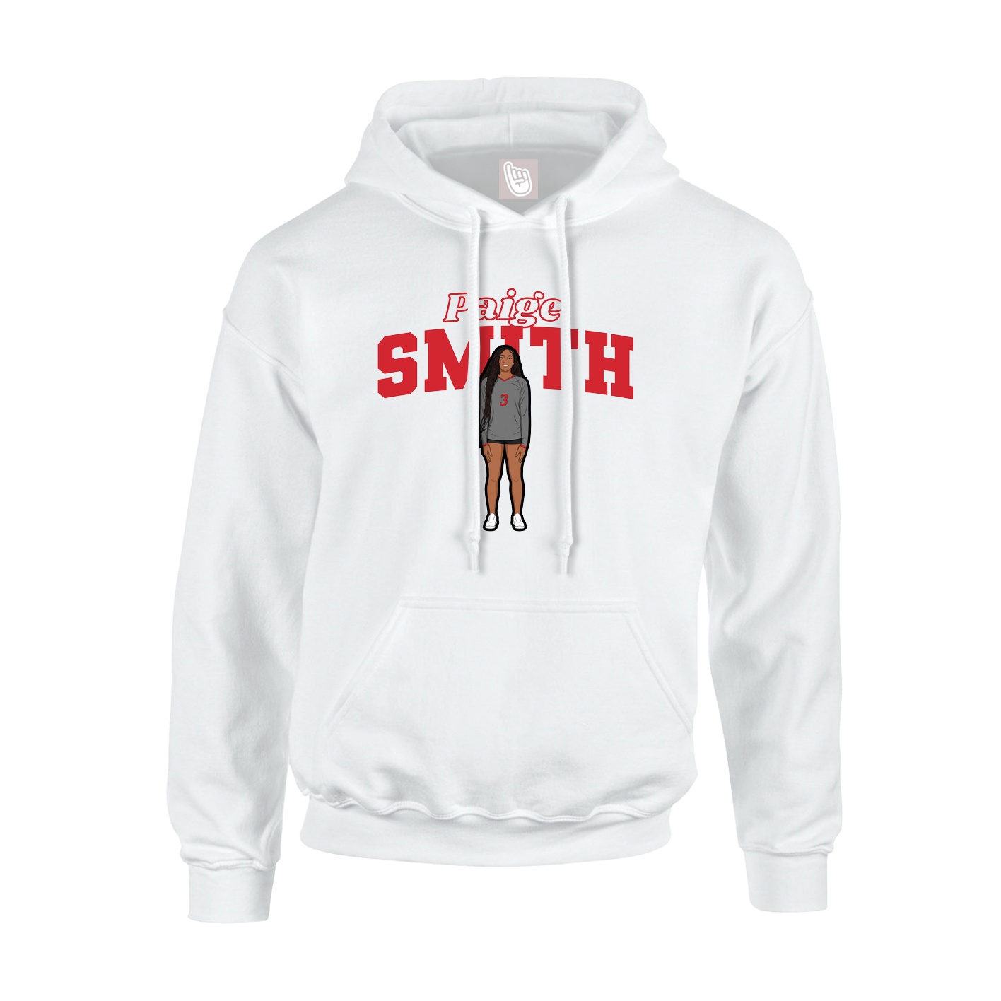 Youth Hoodie — Name Arch in White