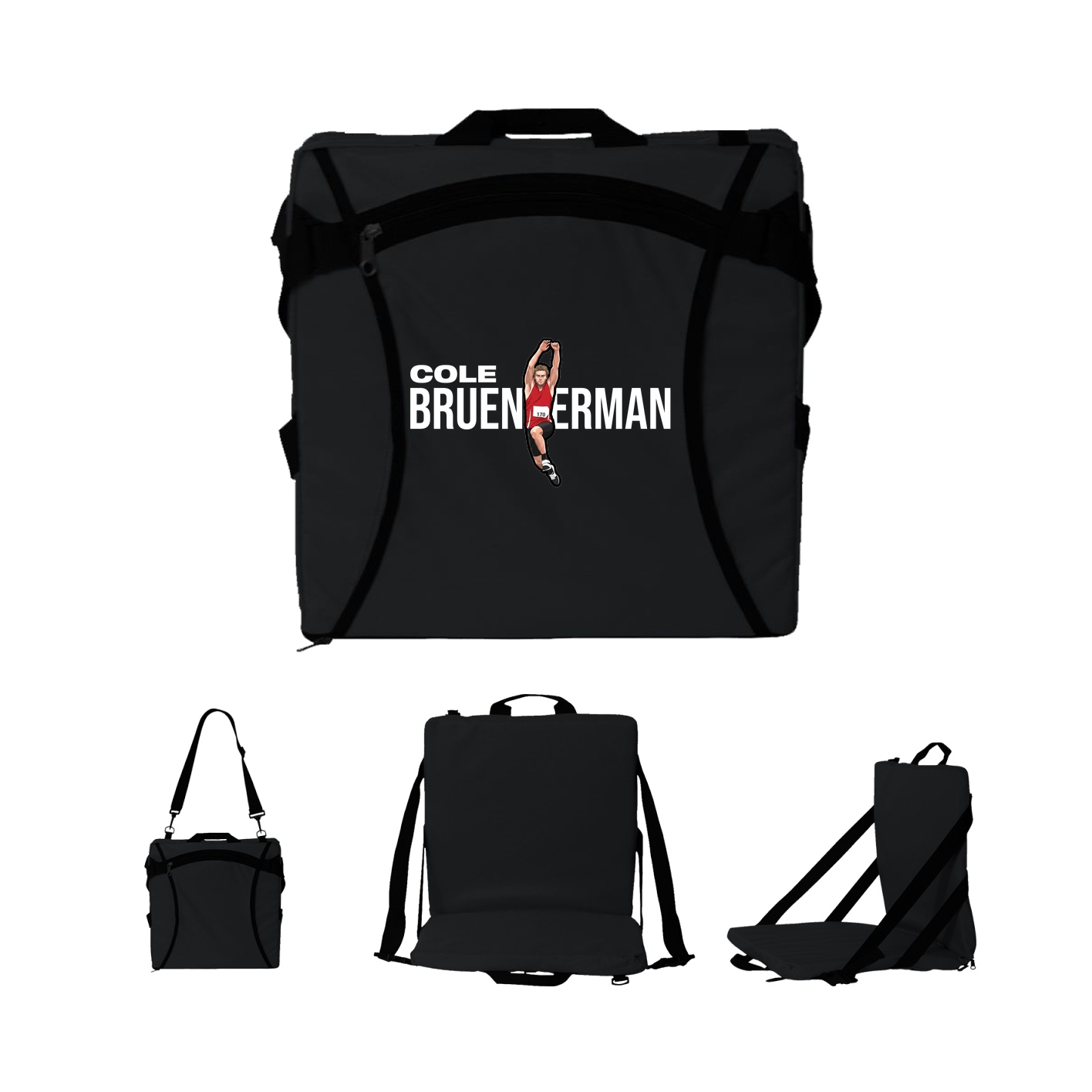 Folding Stadium Seat — Player Name in Black