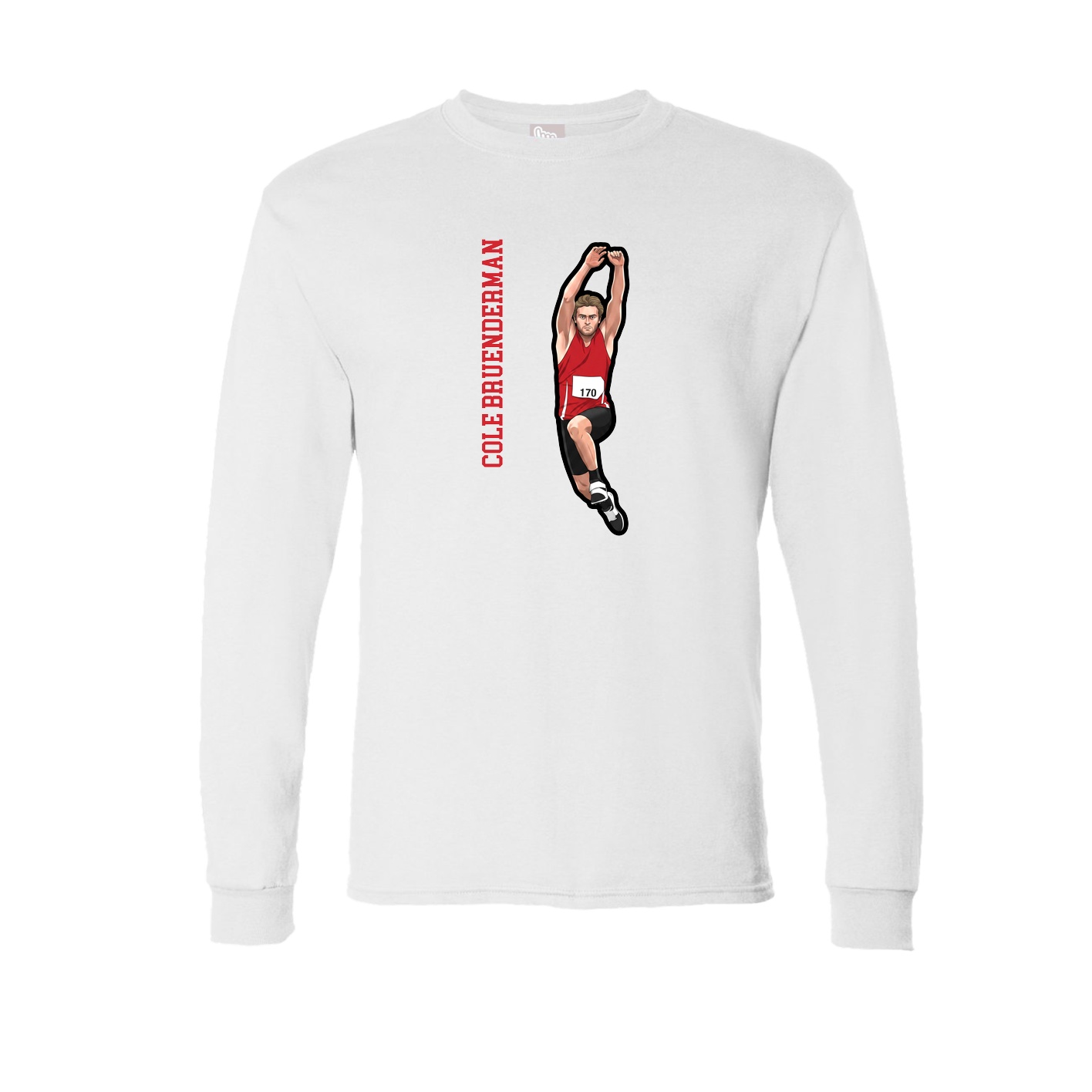 Long Sleeve Tee — Name Vertical in White