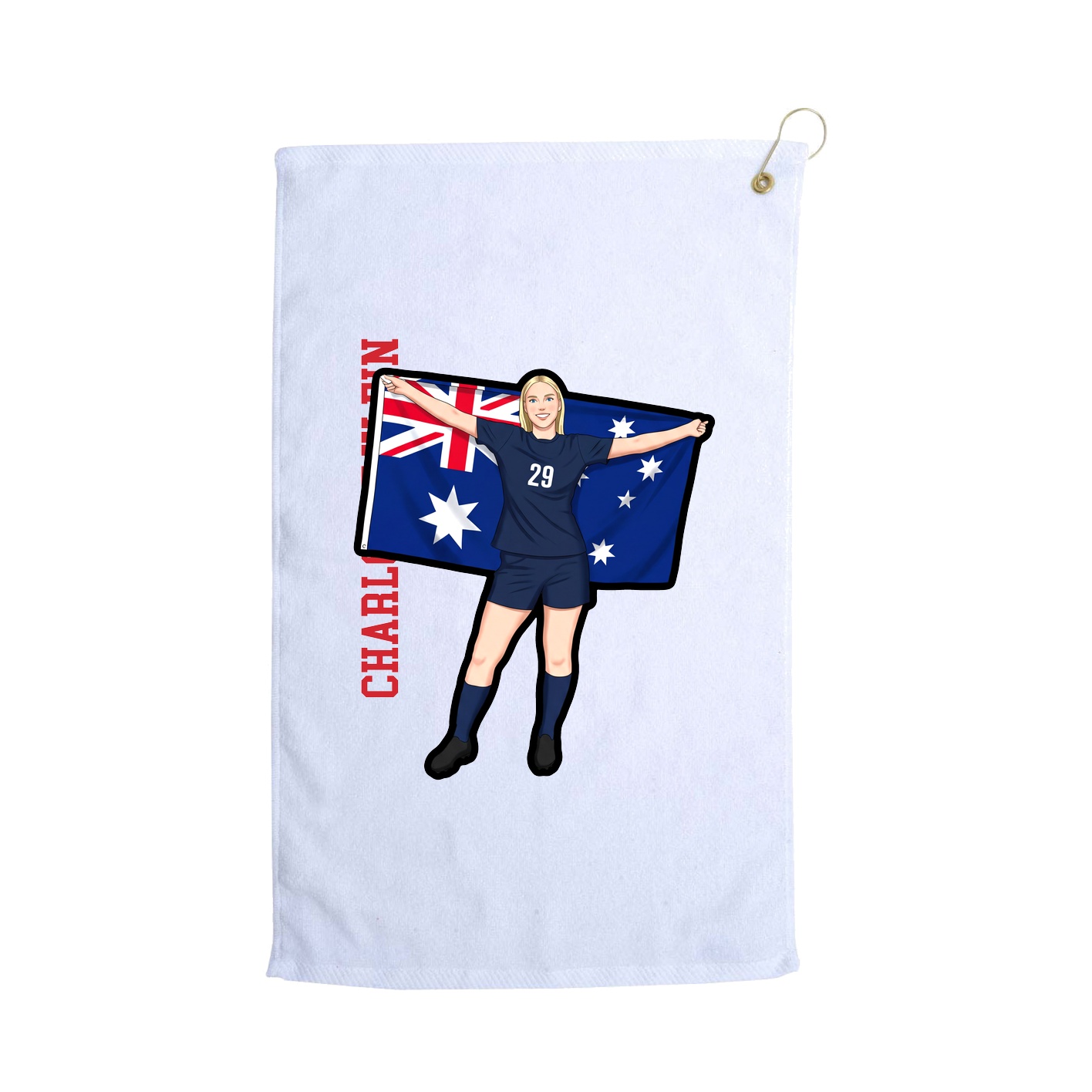 Golf Towel — Name Vertical in White