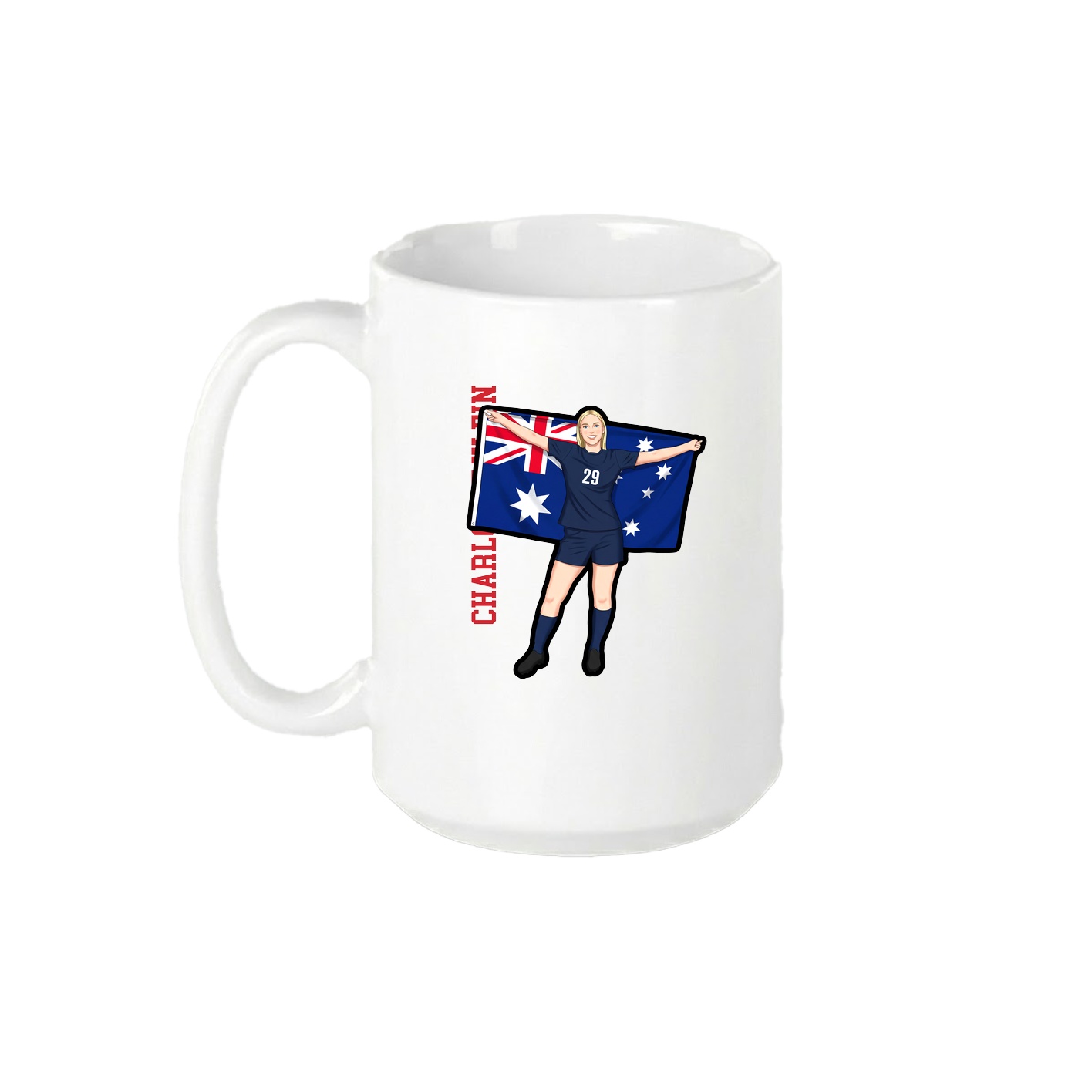 15oz Coffee Mug — Name Vertical in White