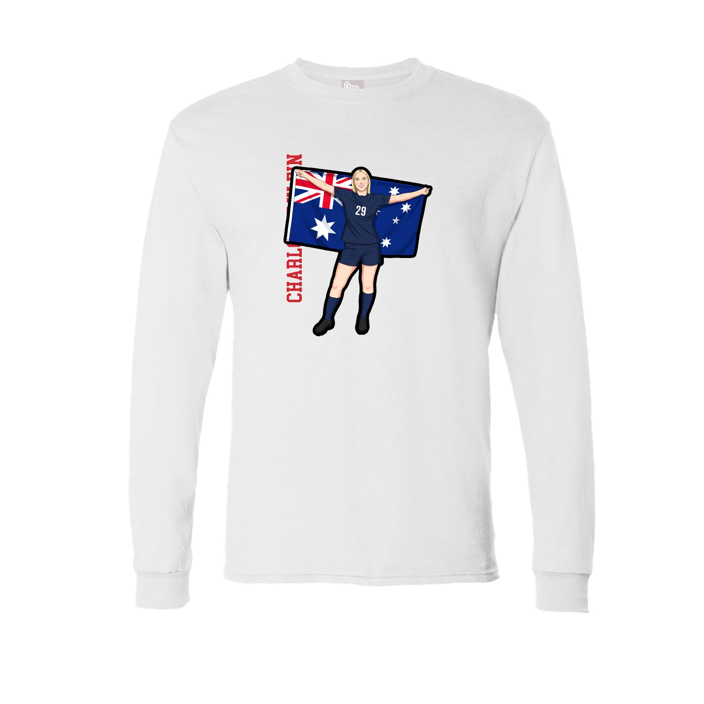 Long Sleeve Tee — Name Vertical in White