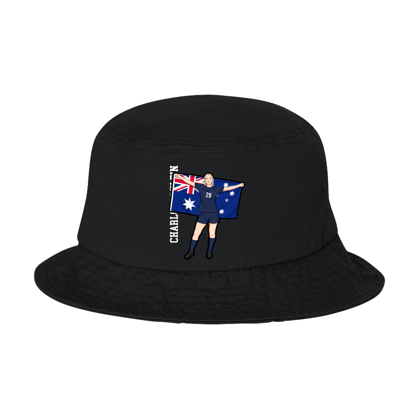 Bucket Cap — Name Vertical in Black