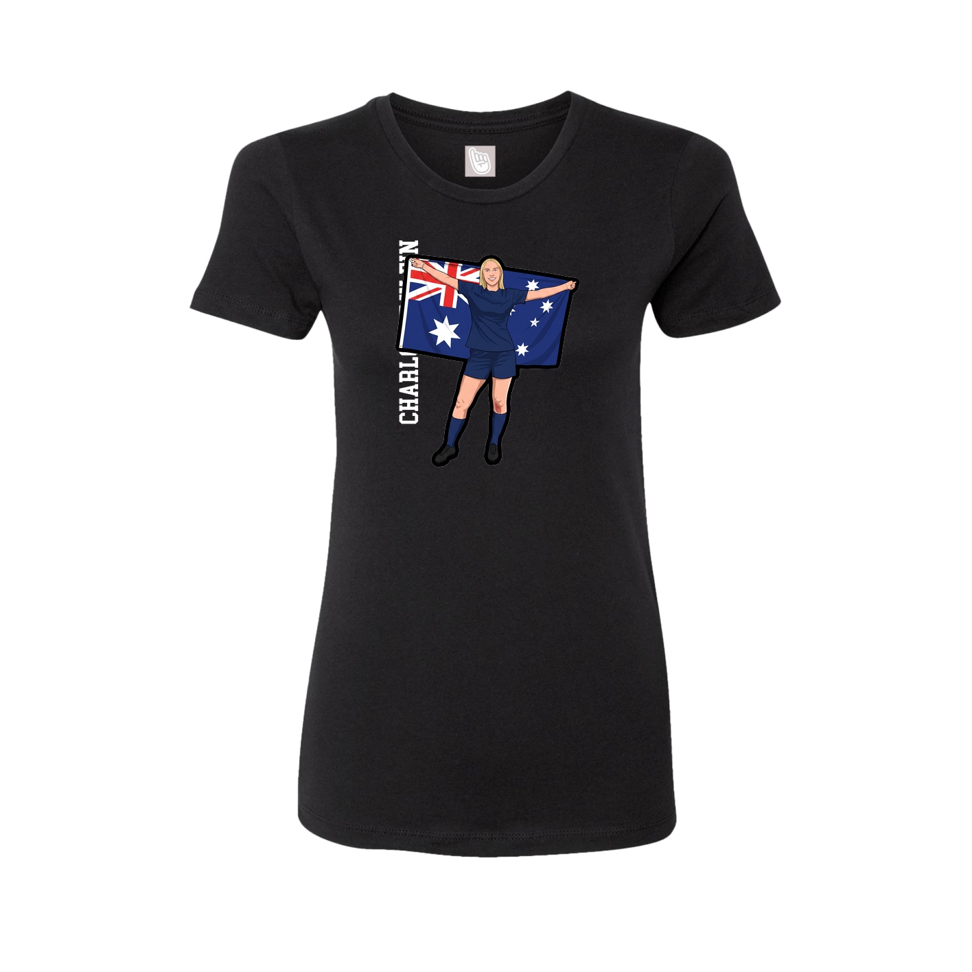 Fitted Women's Tee — Name Vertical in Black