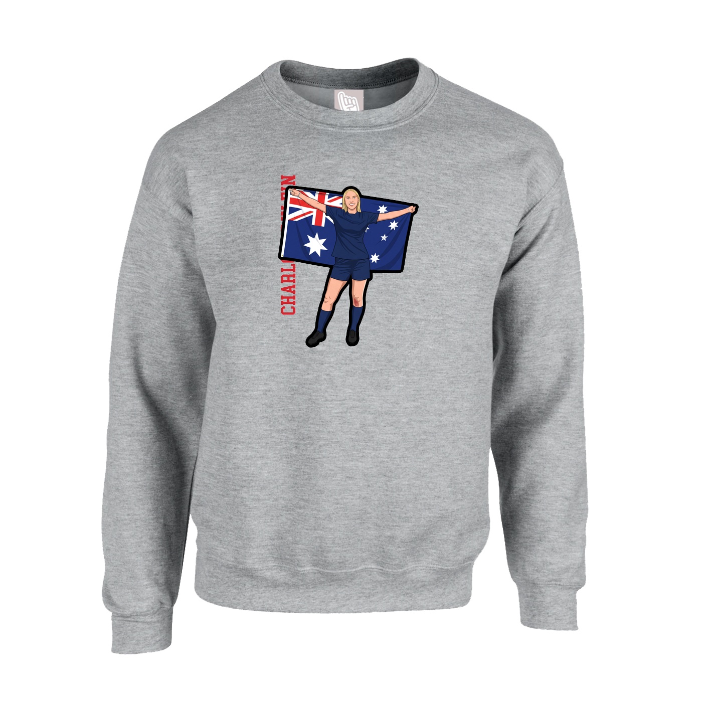 Fleece Crew — Name Vertical in Grey
