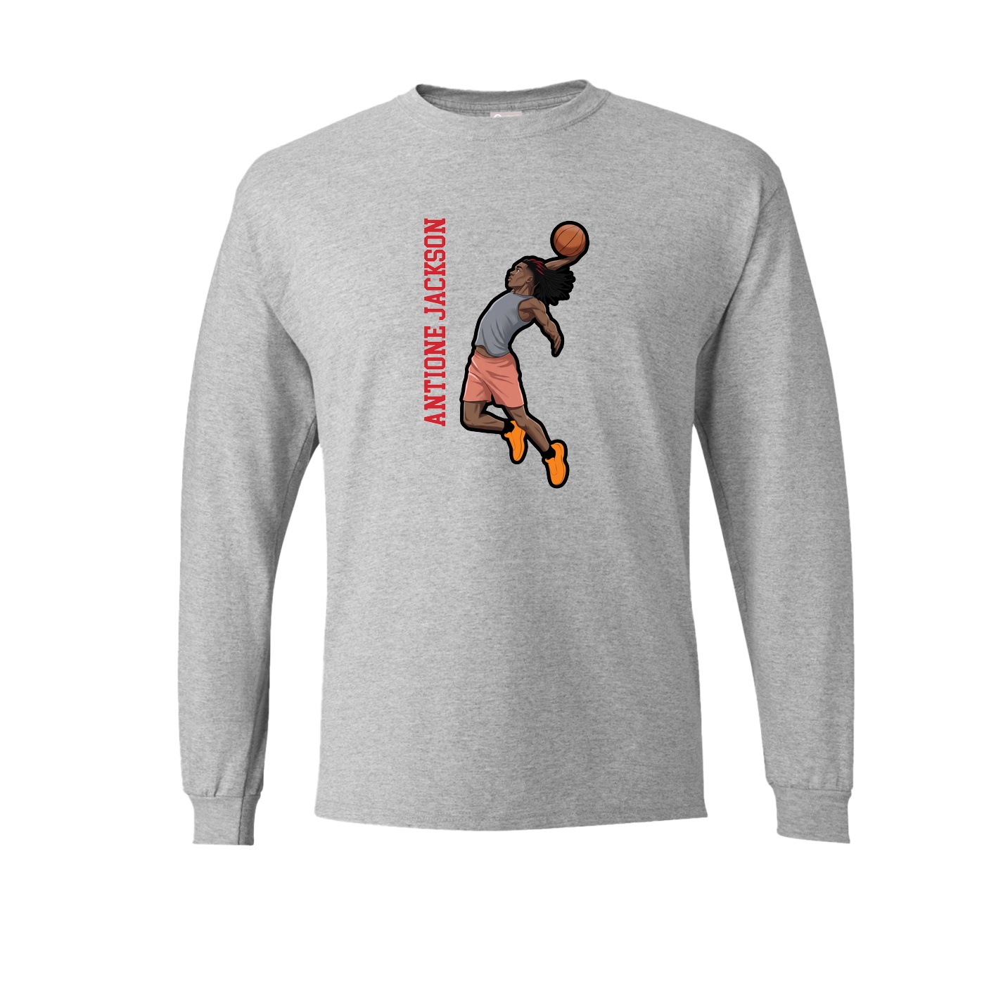Long Sleeve Tee — Name Vertical in Grey