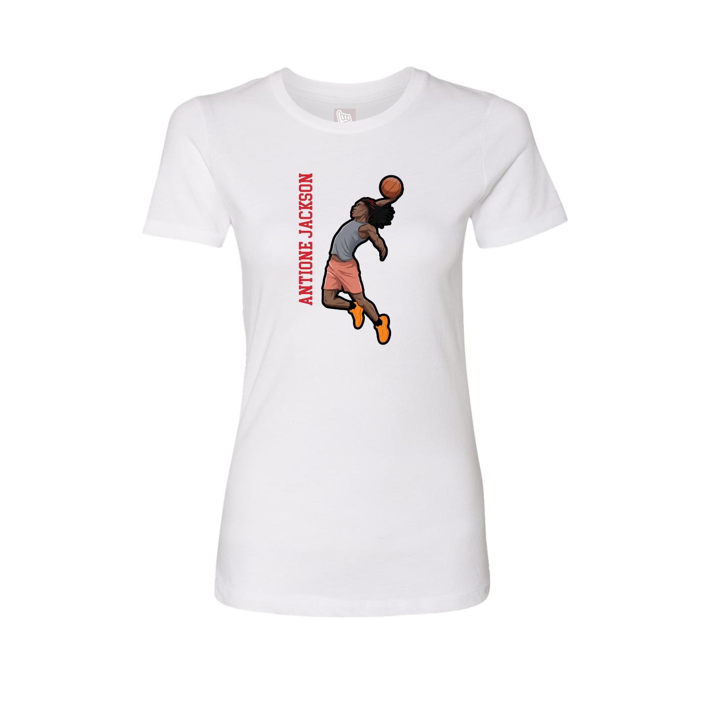 Fitted Women's Tee — Name Vertical in White