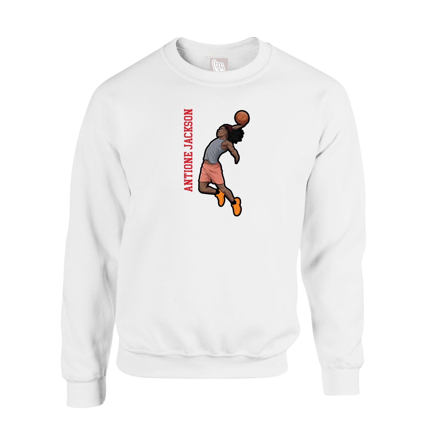 Fleece Crew — Name Vertical in White