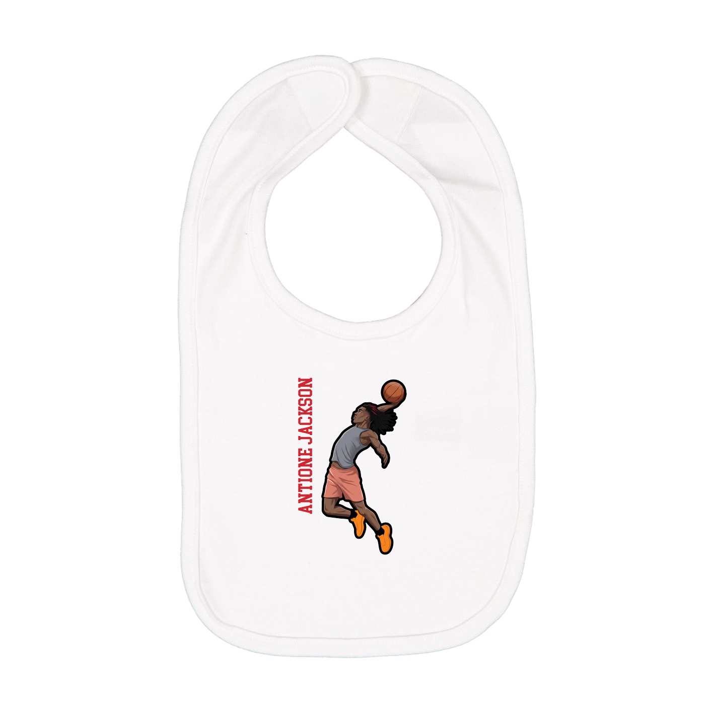 Infant Bib — Name Vertical in White