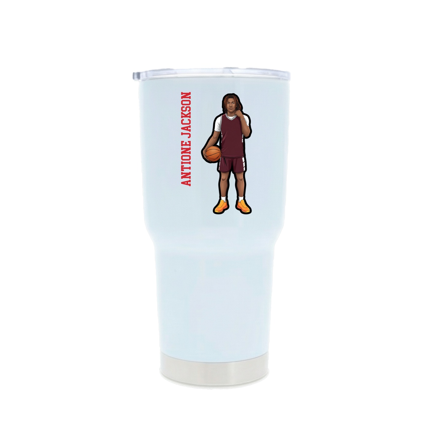 30oz Stainless Steel Tumbler — Name Vertical in White