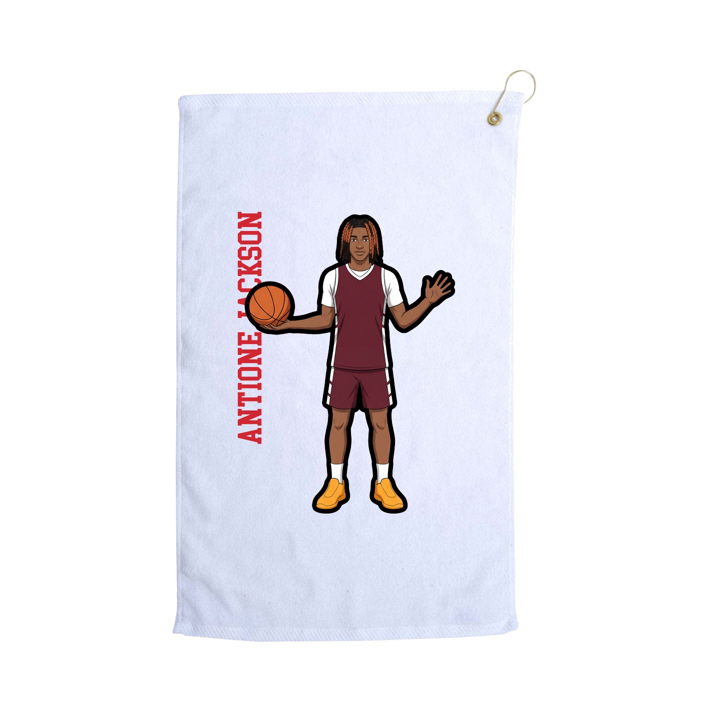 Golf Towel — Name Vertical in White