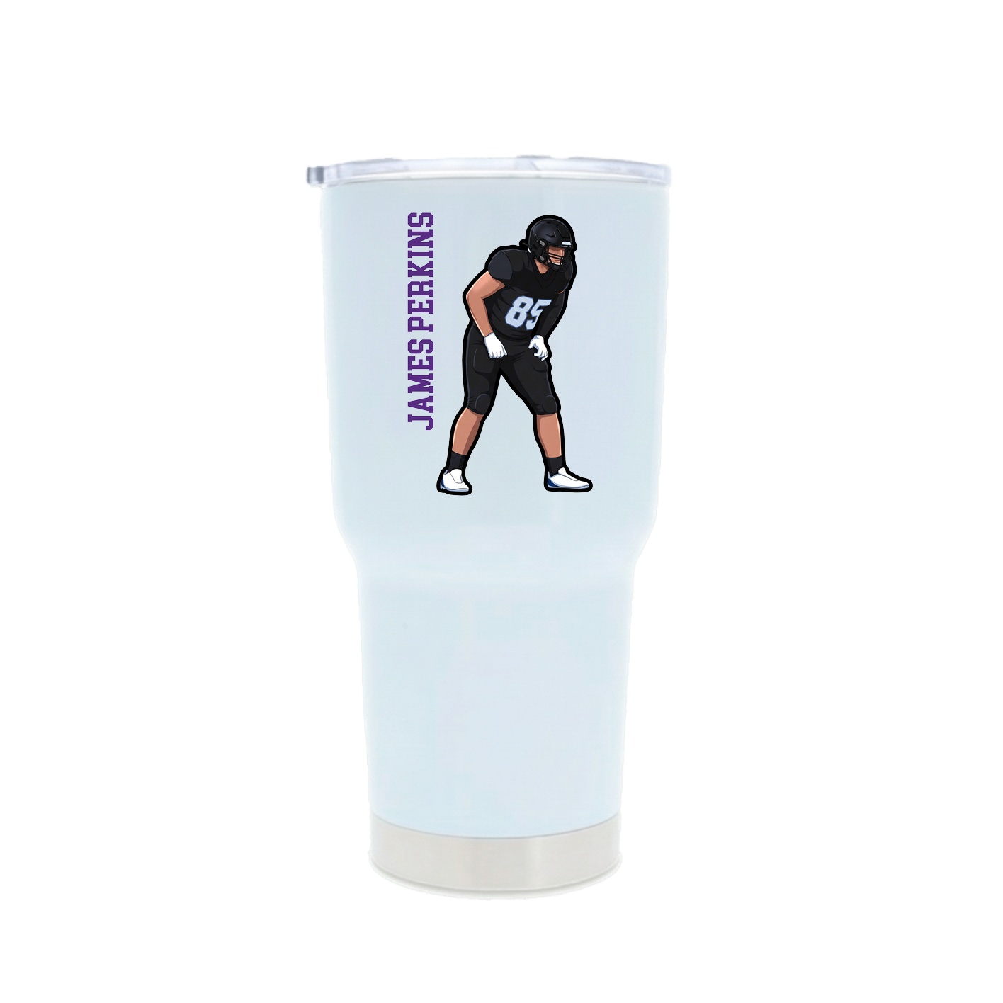 30oz Stainless Steel Tumbler — Name Vertical in White