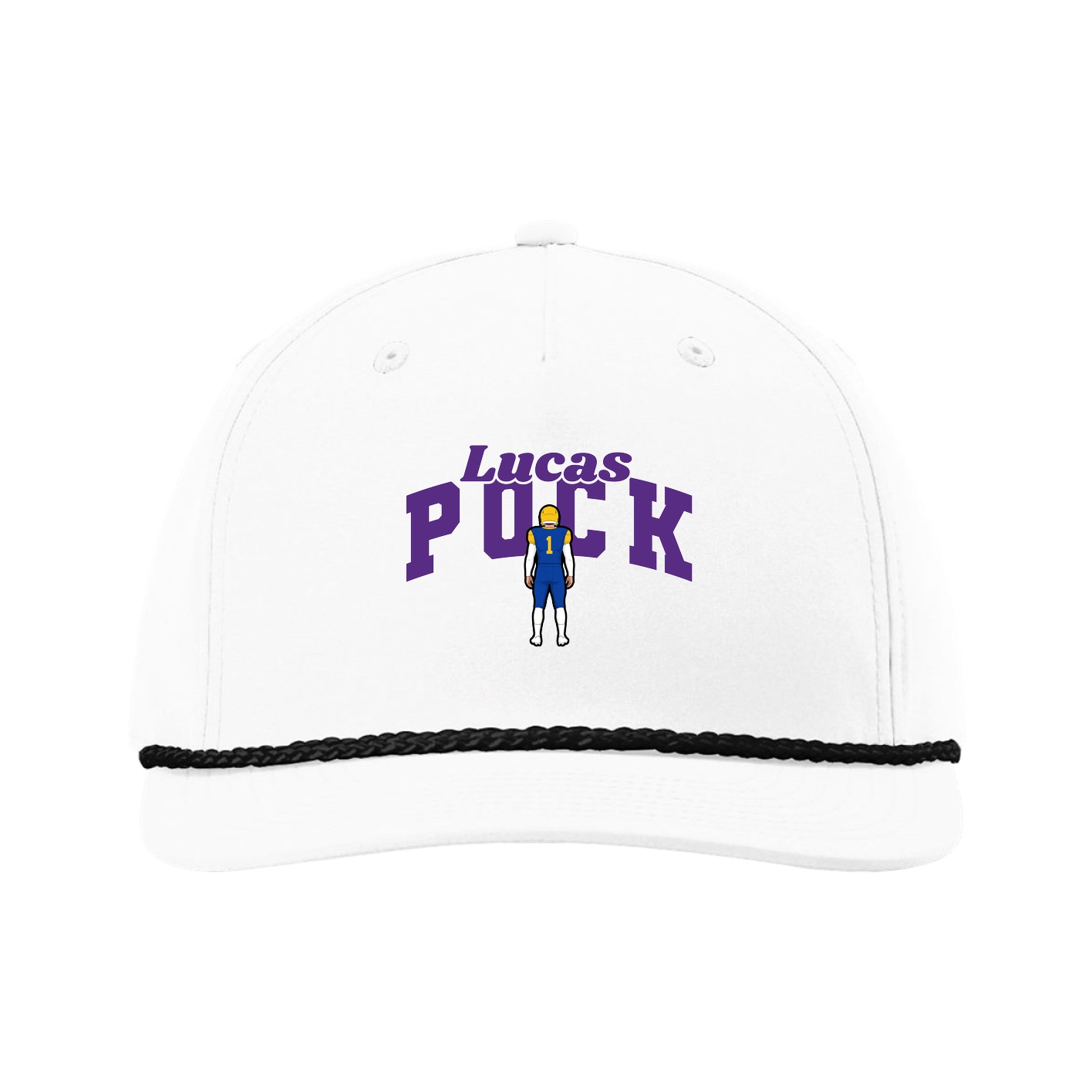 Five-Panel Classic Rope Cap — Signature Arch in White