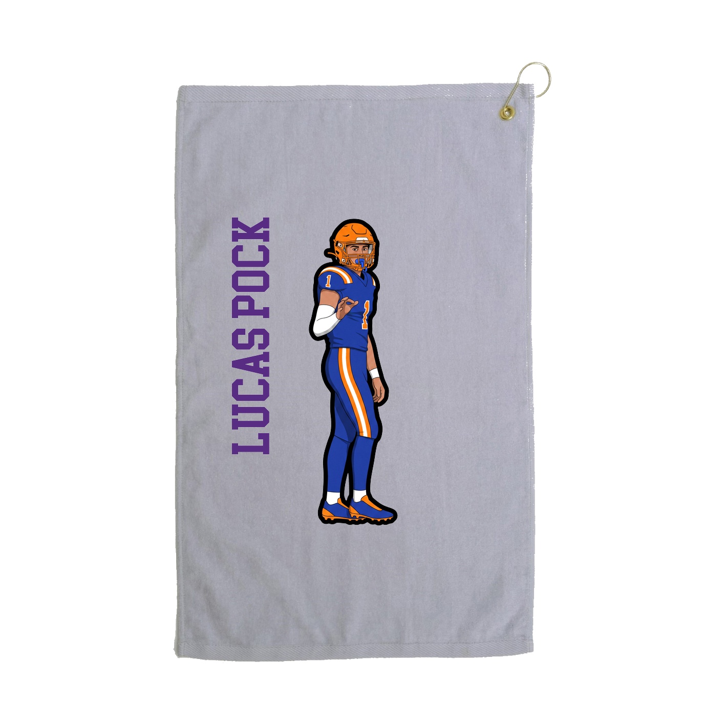 Golf Towel — Name Vertical in Grey