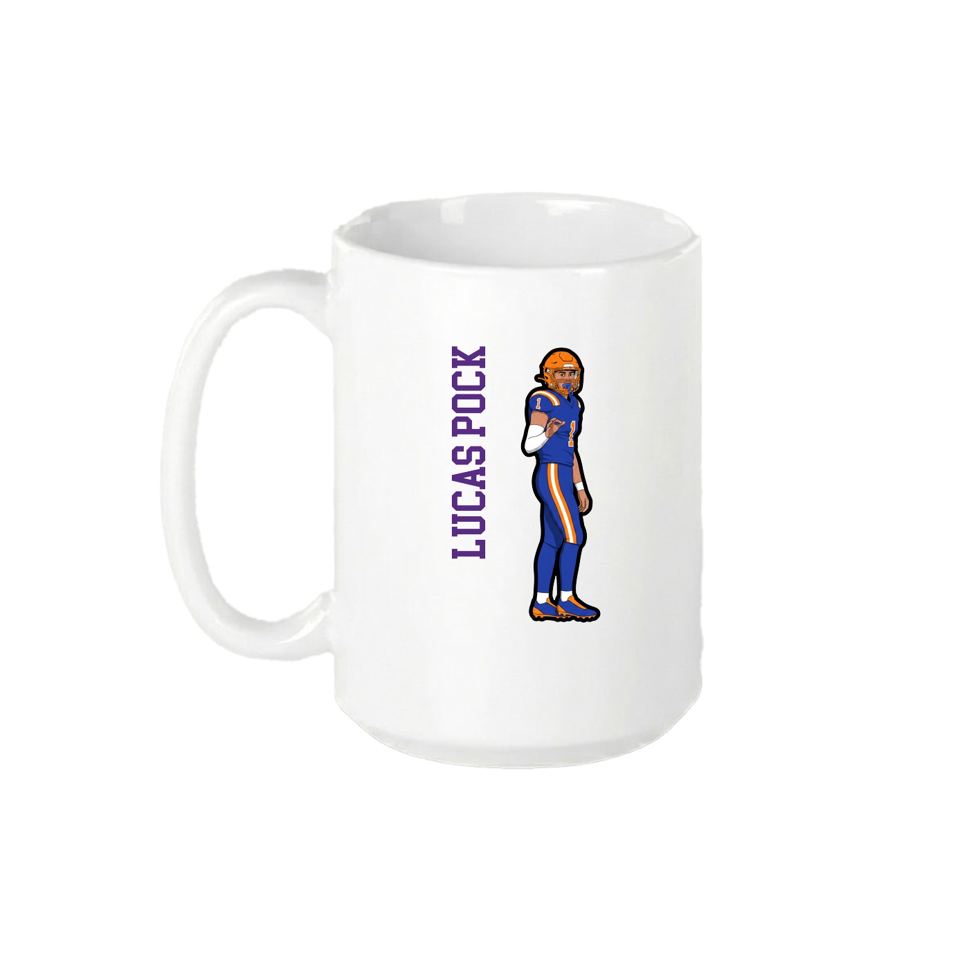 15oz Coffee Mug — Name Vertical in White