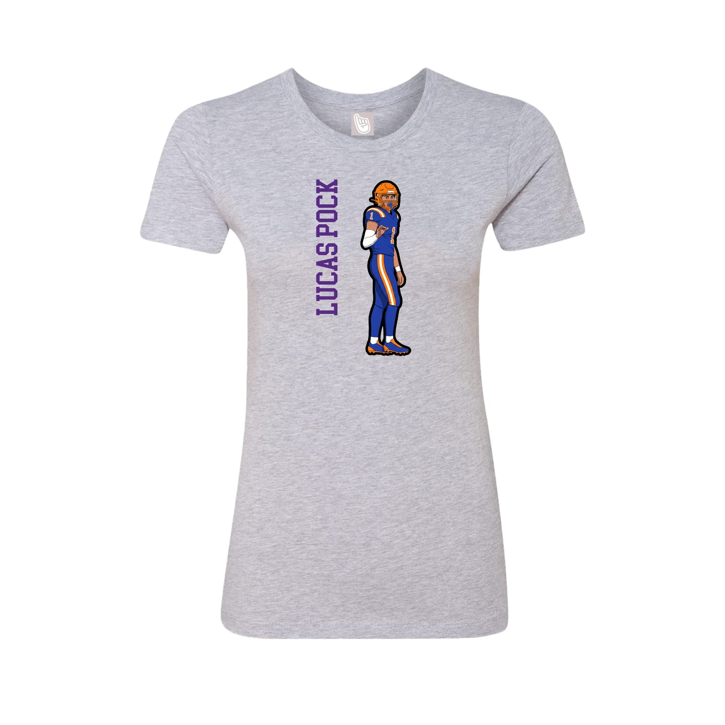 Fitted Women's Tee — Name Vertical in Grey