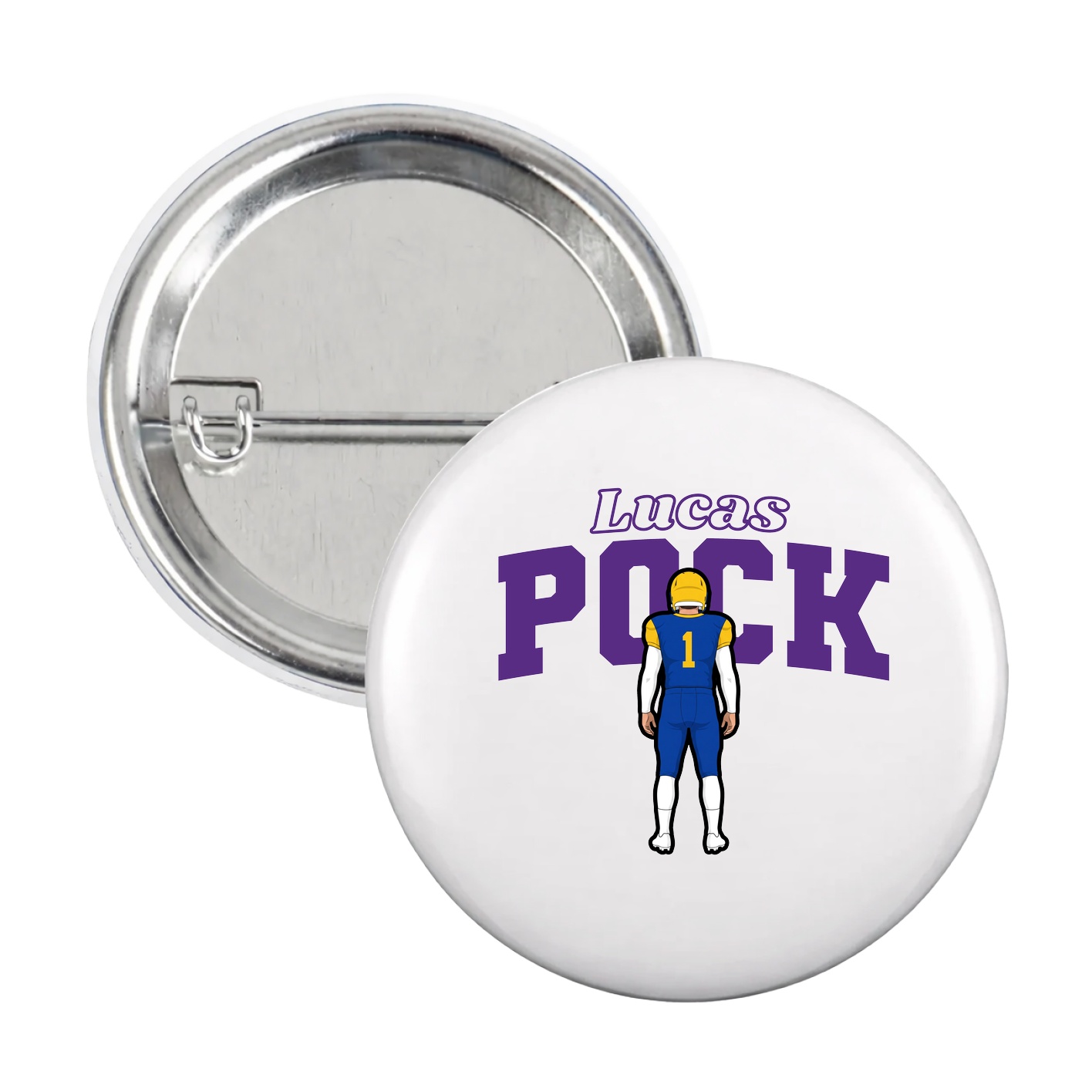 Game Day Button — Name Arch in White