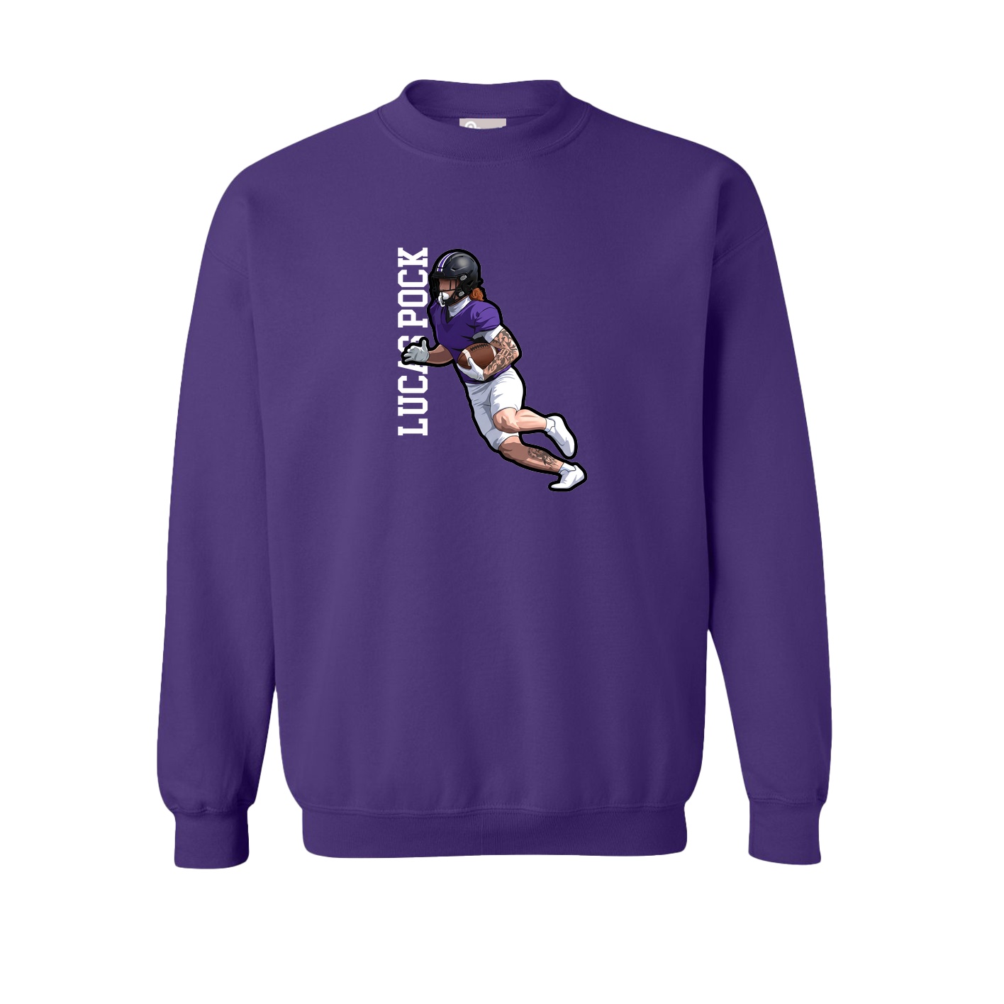 Fleece Crew — Name Vertical in Purple