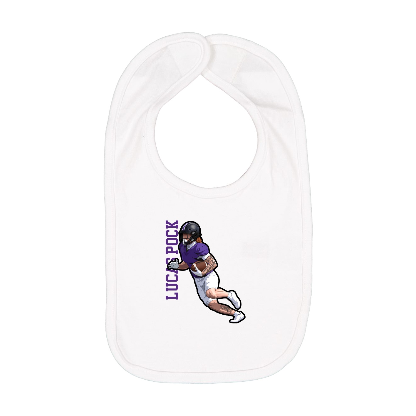 Infant Bib — Name Vertical in White