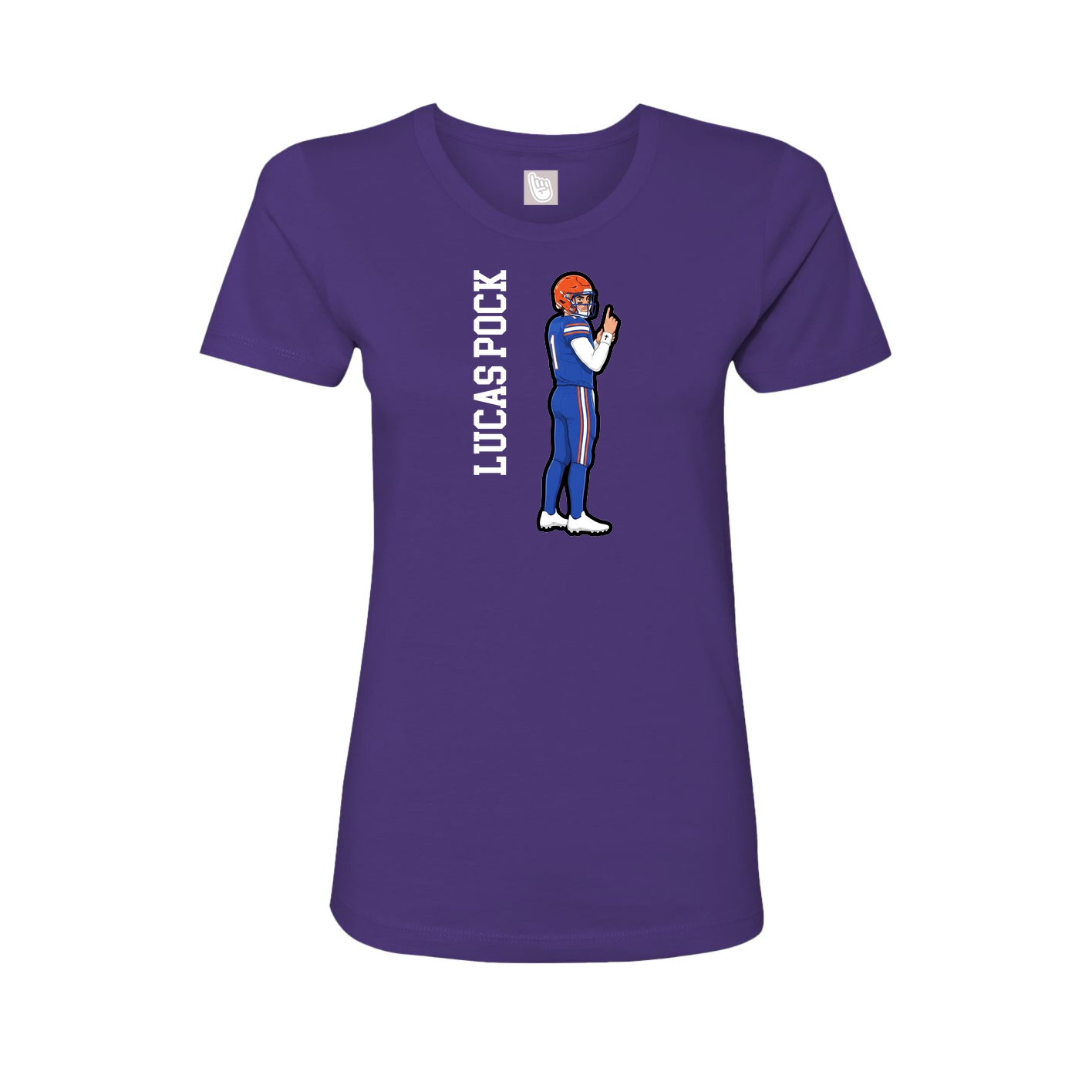 Fitted Women's Tee — Name Vertical in Purple