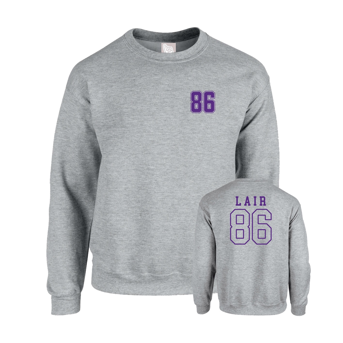 Fleece Crew — Chest Back in Grey