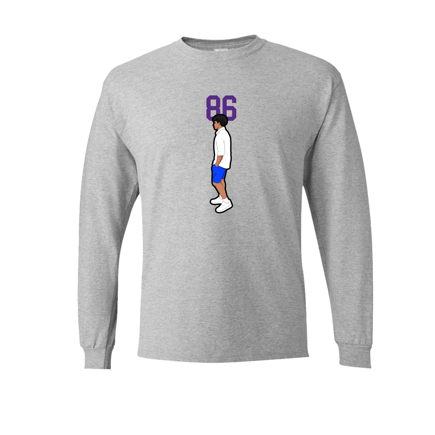 Long Sleeve Tee — Number Top in Grey
