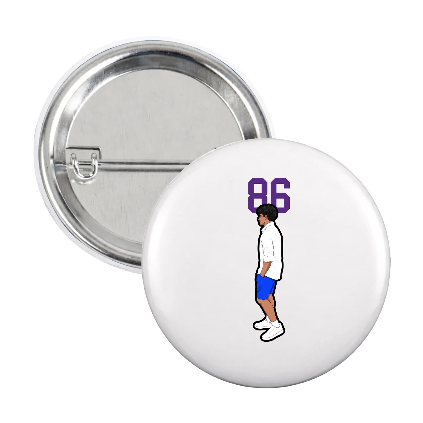Game Day Button — Number Top in White