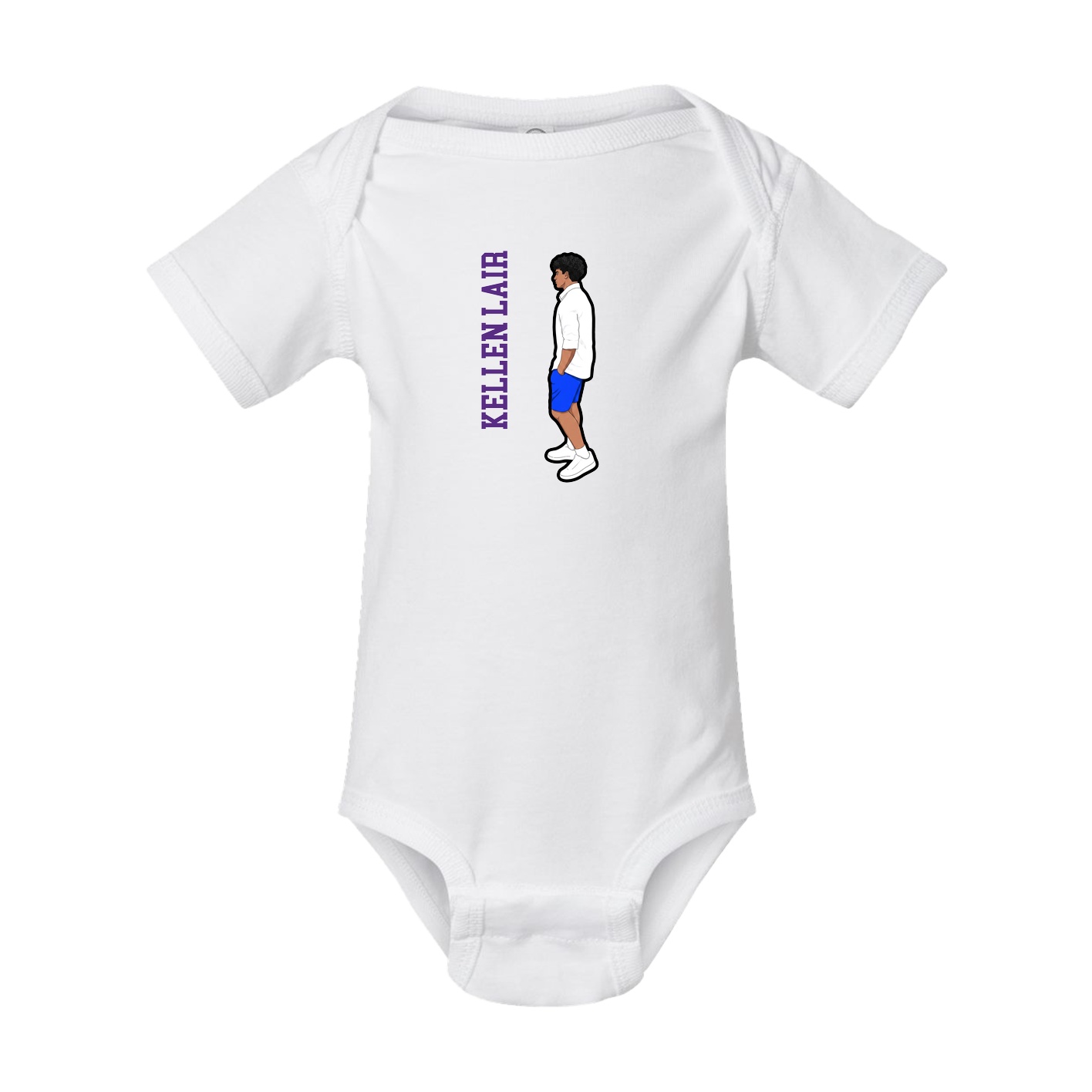 Baby Onesie — Name Vertical in White