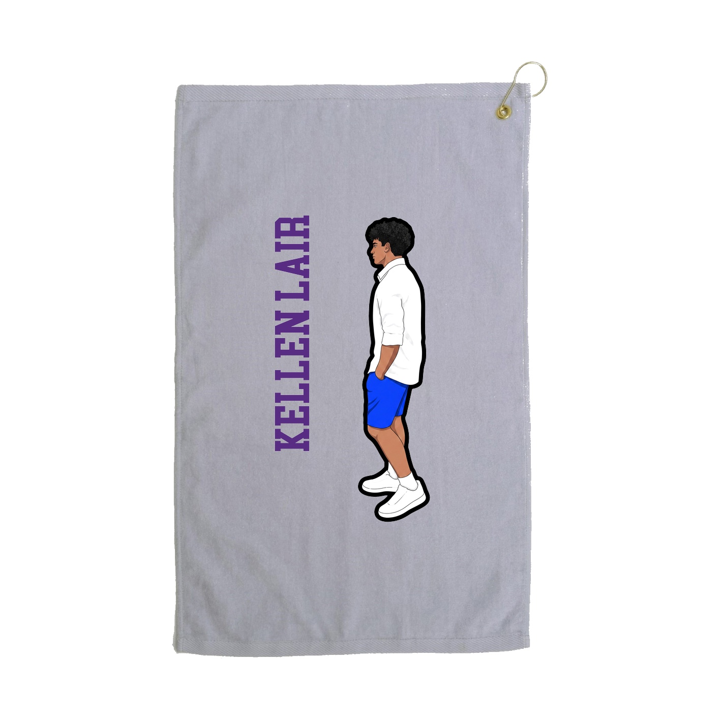 Golf Towel — Name Vertical in Grey