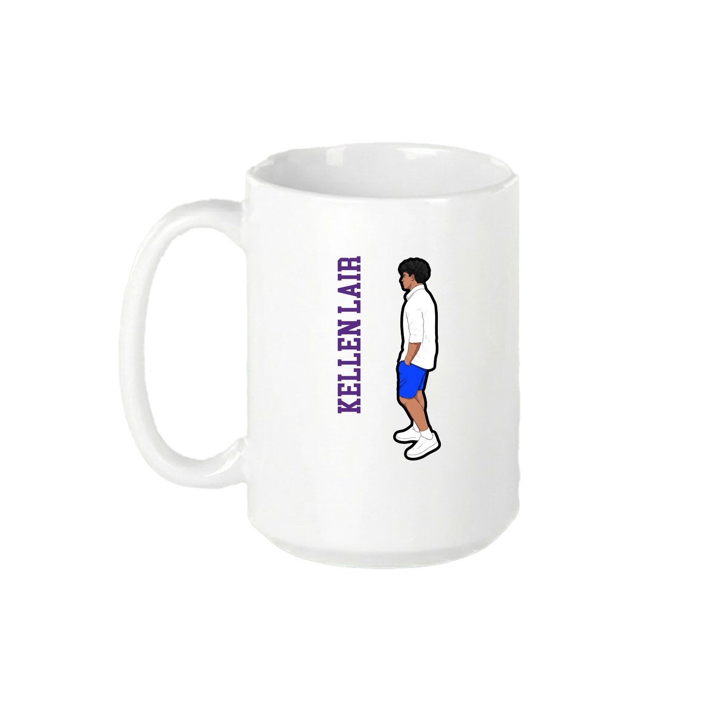 15oz Coffee Mug — Name Vertical in White