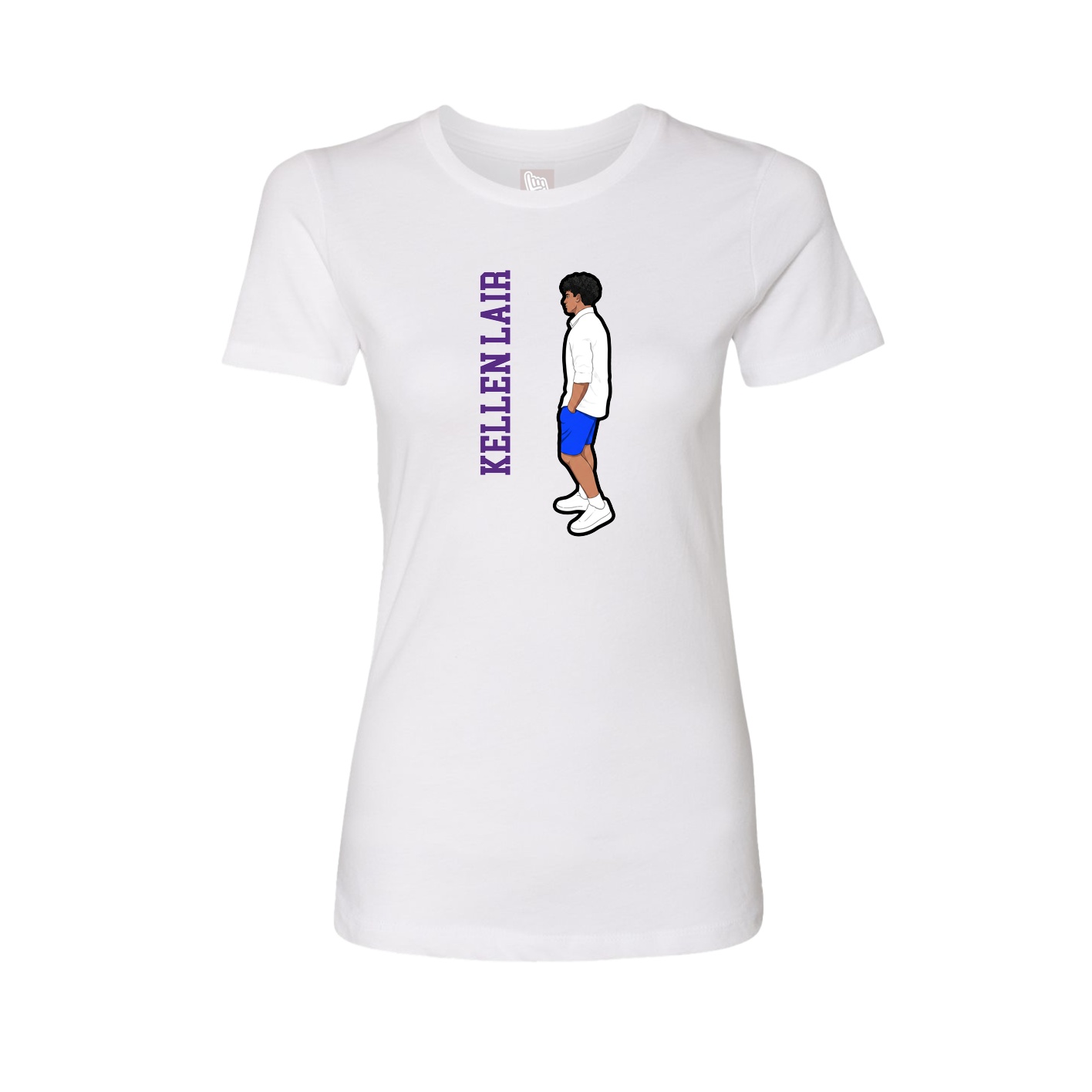 Fitted Women's Tee — Name Vertical in White