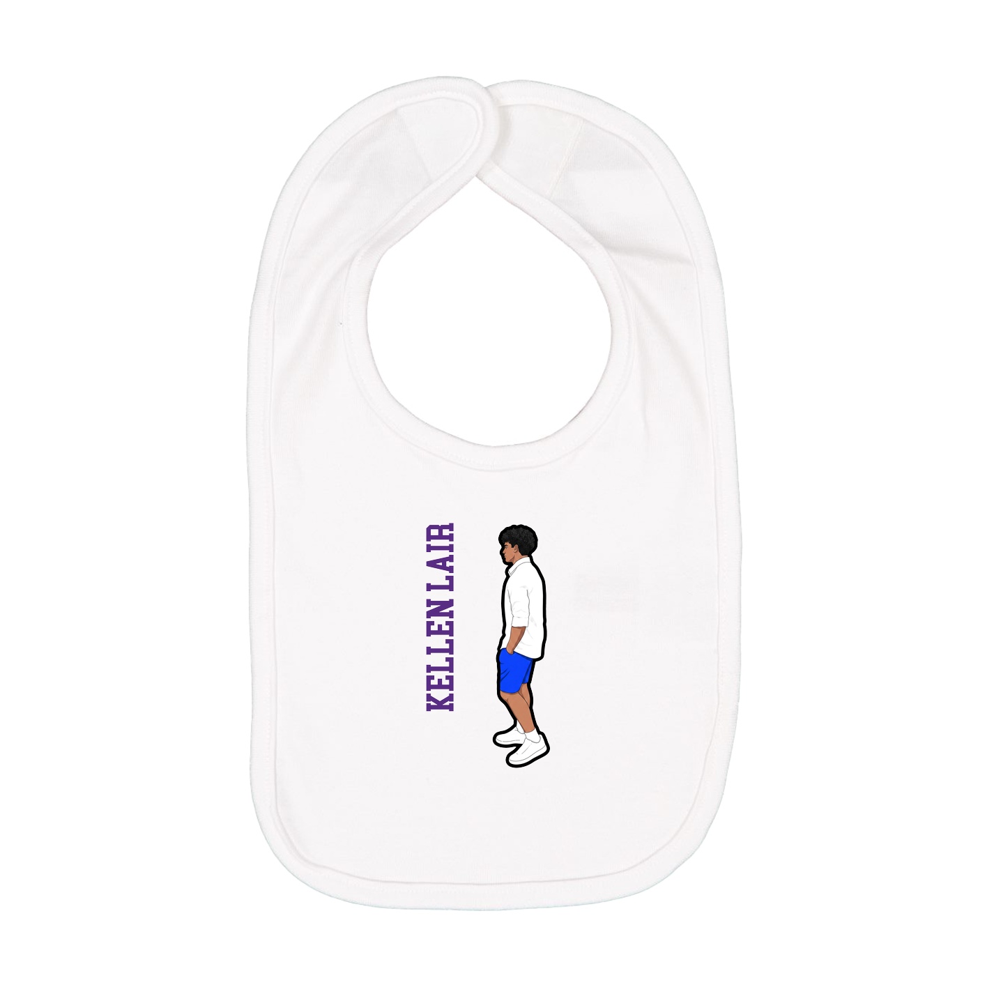 Infant Bib — Name Vertical in White