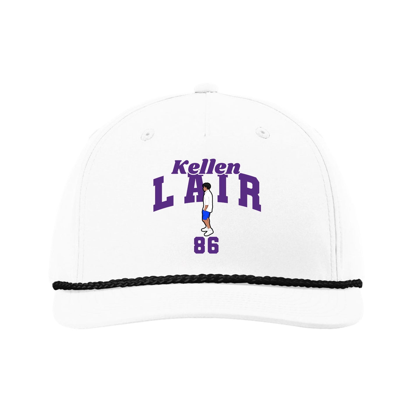 Five-Panel Classic Rope Cap — Signature Arch in White