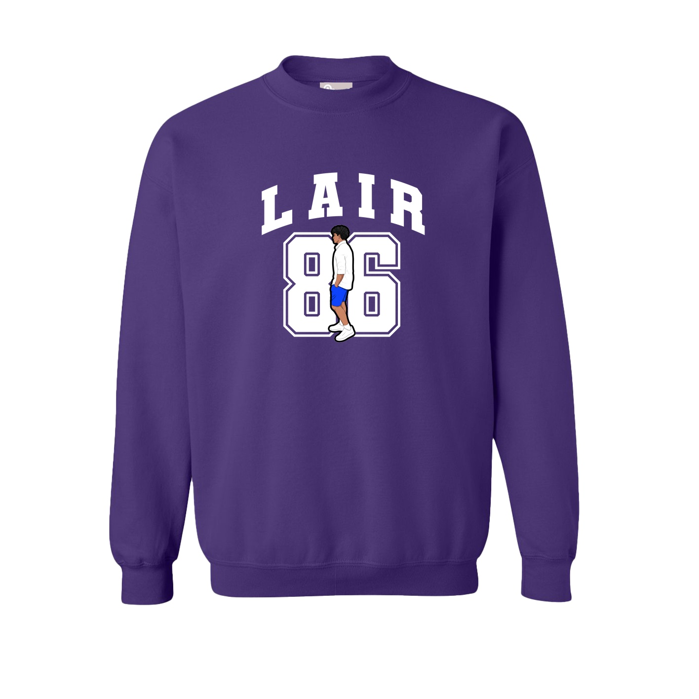 Fleece Crew — Number in Purple
