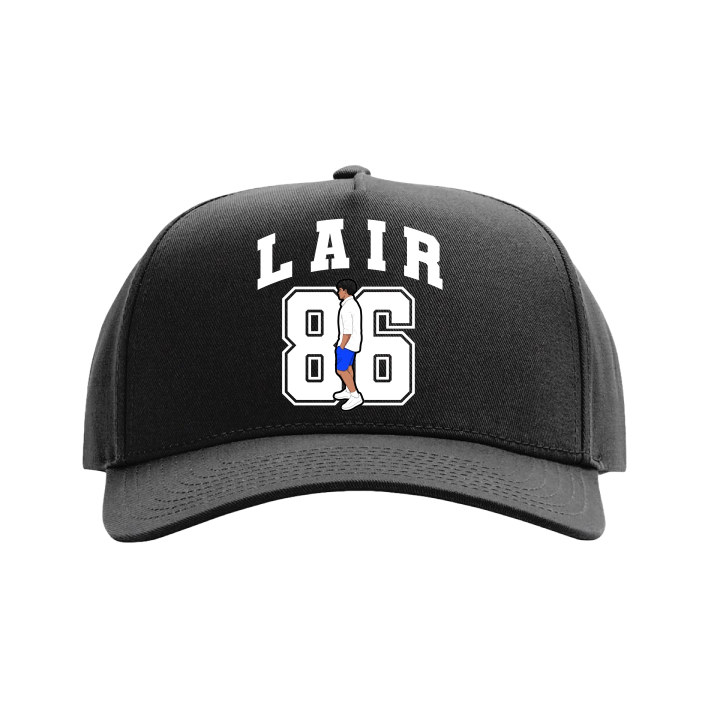 Full Fabric Five-Panel Champ Cap — Number in Black