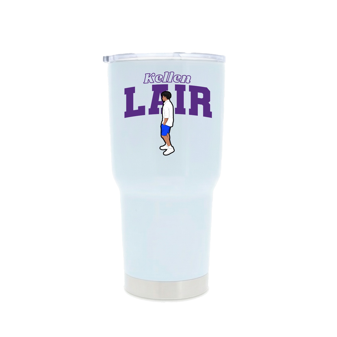 30oz Stainless Steel Tumbler — Name Arch in White