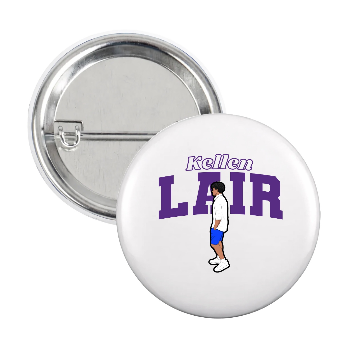 Game Day Button — Name Arch in White