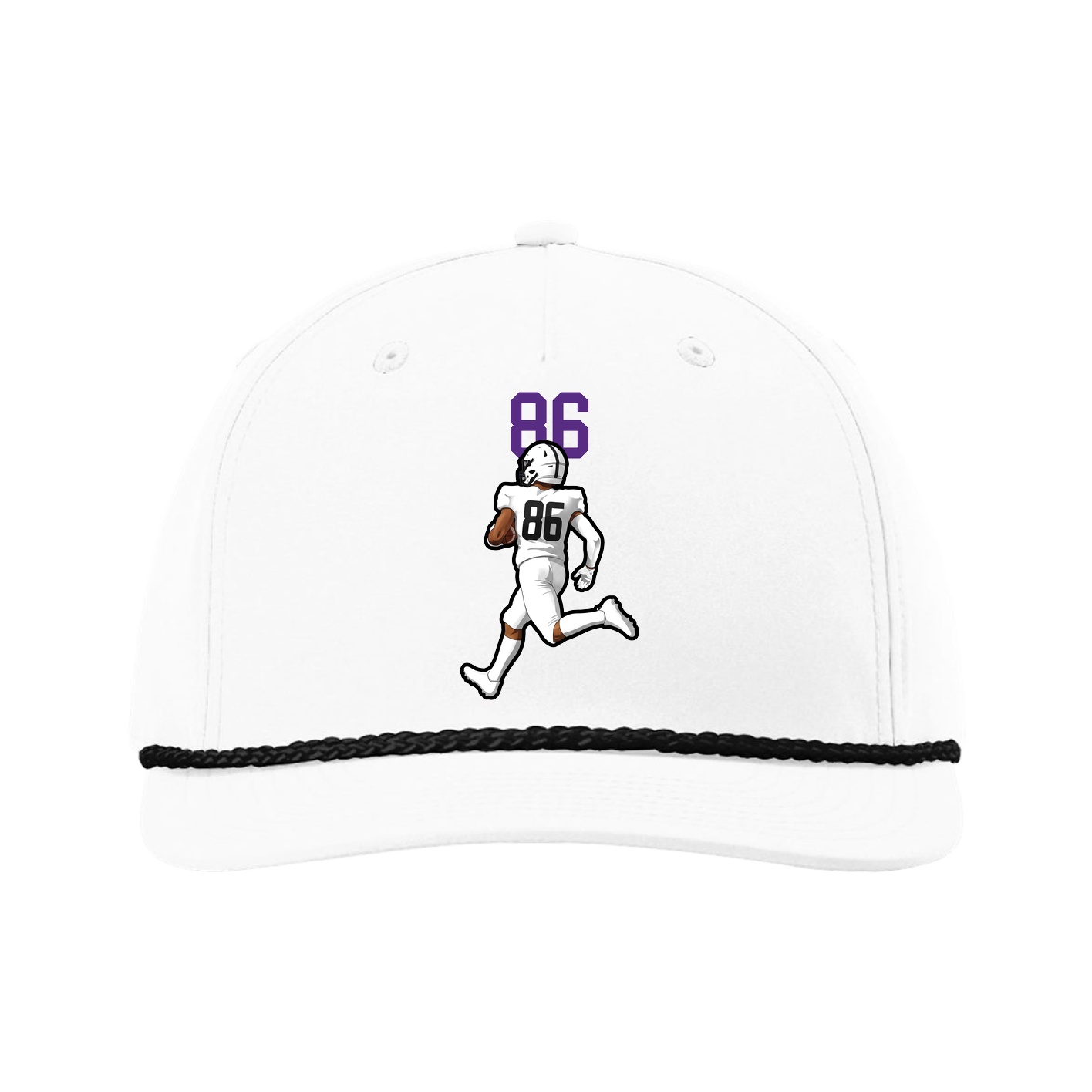 Five-Panel Classic Rope Cap — Number Top in White