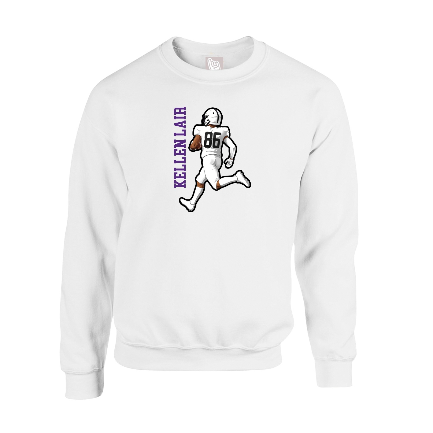 Fleece Crew — Name Vertical in White
