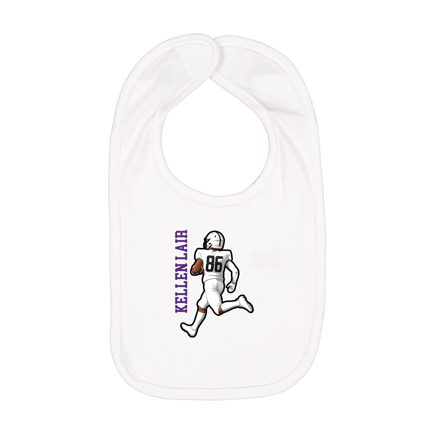 Infant Bib — Name Vertical in White