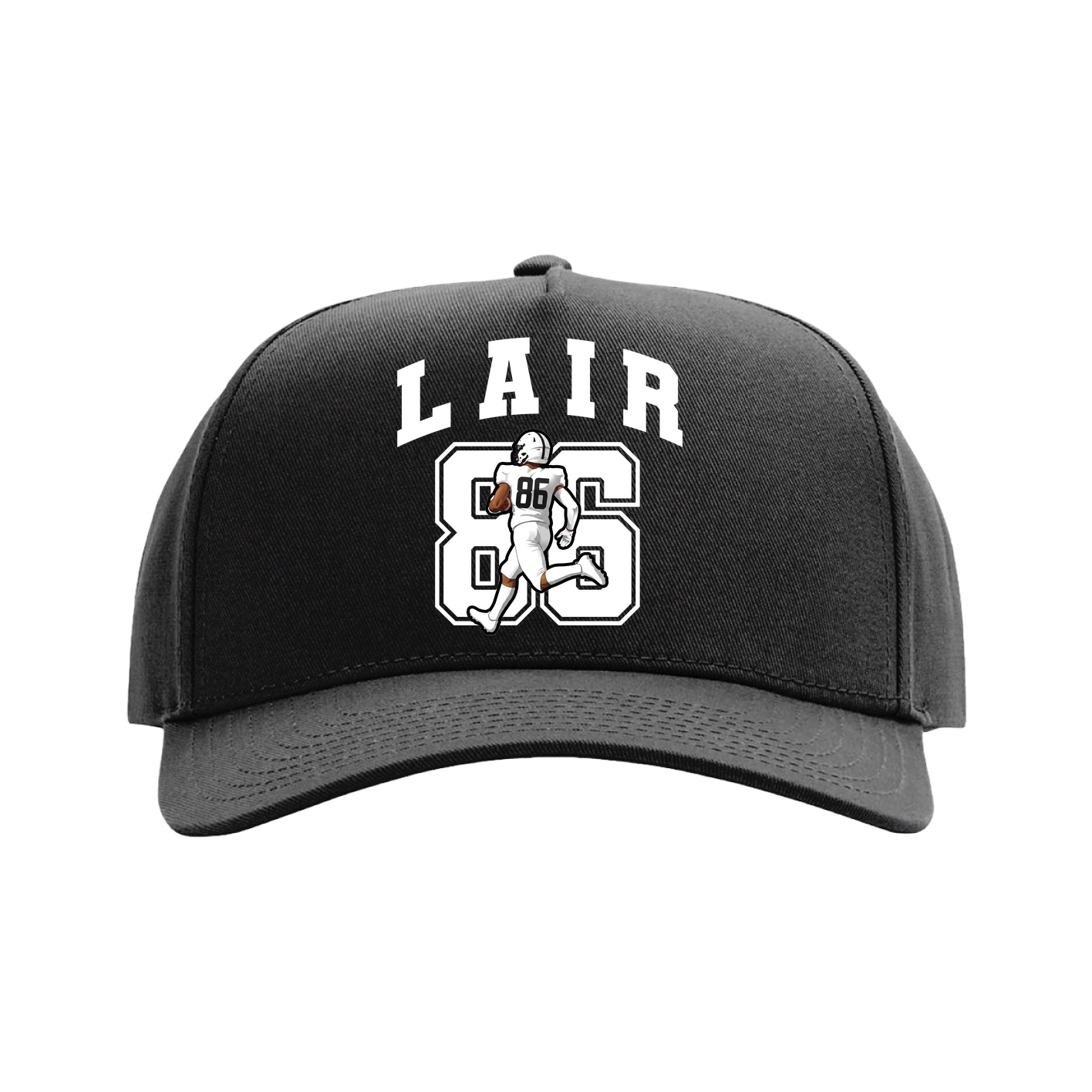 Full Fabric Five-Panel Champ Cap — Number in Black