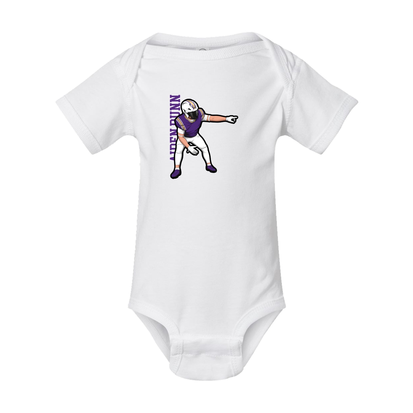 Baby Onesie — Name Vertical in White